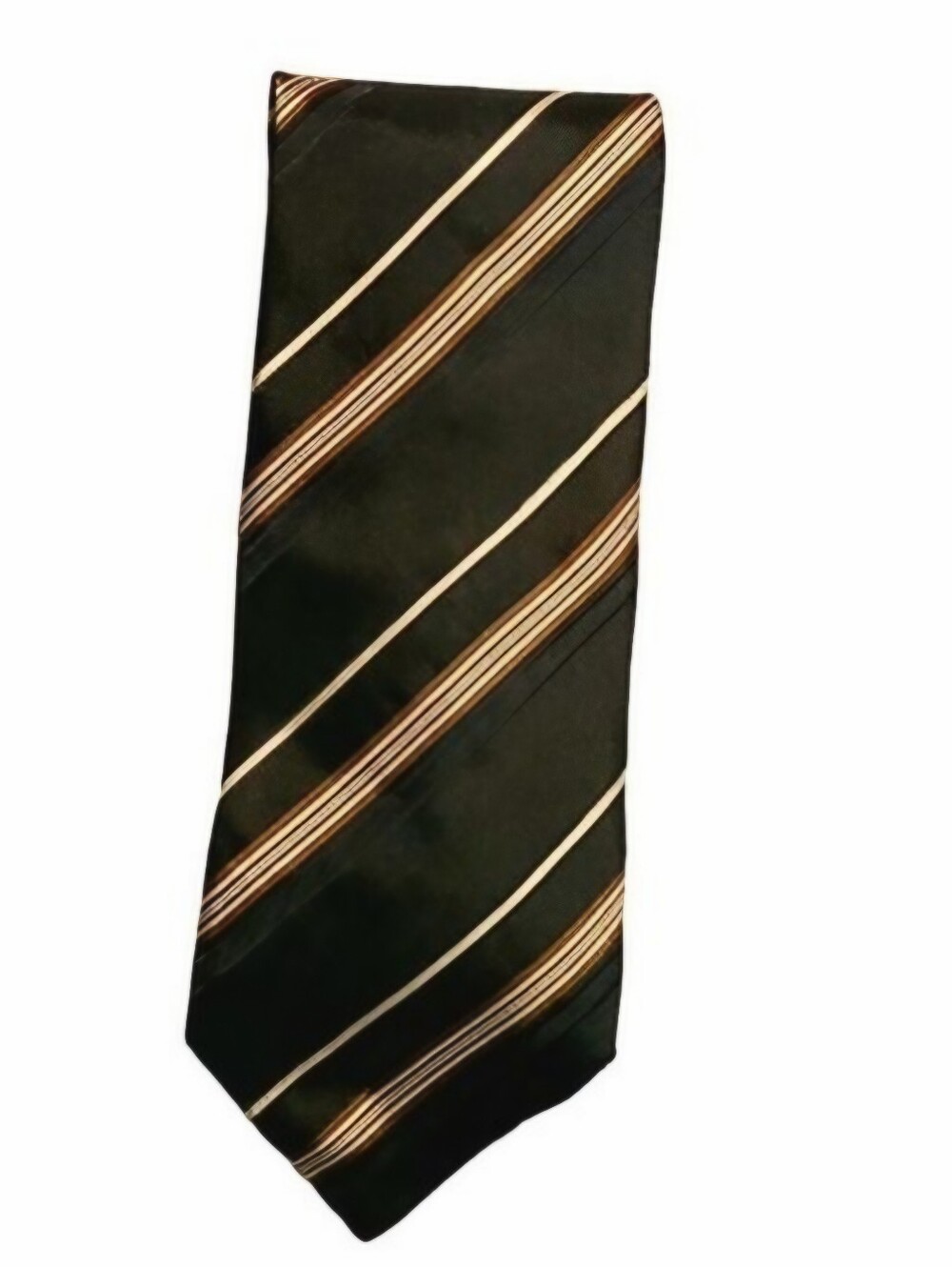 Hugo Boss Y2K Diagonal Striped 100% Silk Tie Heritage Autumn Navy Blue Gold